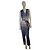 Mono de seda Diane von Furstenberg DVF Kawena para mujer 4 Azul Blanco con cinturón Cuello en V - vista 2