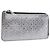 LOEWE Anagram Card Case Leather Silver Auth 191158A Silvery
