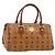 Bolsa Boston MCM Logogram Vicetos em PVC e couro marrom com detalhes dourados Auth 194565