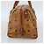 Bolsa Boston MCM Logogram Vicetos em PVC e couro marrom com detalhes dourados Auth 194565 - vista 3