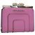 Bulgari Monedero BVLGARI de cuero rosa plata Auth bs36286
