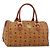 Borsa Boston MCM Logogram Vicetos in PVC e pelle Marrone Oro Auth 193811 D'oro
