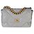 Chanel 19 Flap Bag aus gestepptem grauen Lammleder, groß Braun