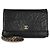 Portafoglio con catena in agnello nero con camelia Chanel