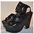 Victoria Beckham Sandali con zeppa in pelle nera Nero - vista 2