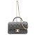 Chanel AS2431 Caviar Top Handle Mini Matelassé 20 Shoulder Bag Nero