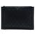 Pochette con zip in pelle di vitello trapuntata nera Large di Chanel Nero