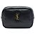 Pochette cosmetica Calypso in agnello imbottito nero con monogramma Saint Laurent, piccola