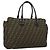 Bolso Tote FENDI Zucca Canvas Nylon Negro Marrón Auth am12068V Castaño