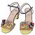 FENDI Ankle Strap Sandals Leather Multicolor Gold Auth 190357M Multiple colors Golden