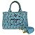 Tote Prada Canapa Canvas Tasche mit Dreieck Logo-Plakette Blau
