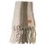 Stola Loewe in misto alpaca con patch logo in pelle a righe Beige Cachi - vista 2
