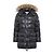 Doudoune Moncler avec capuche bordée de fourrure Gris anthracite