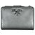 Cartera de doble pliegue en cuero Saffiano plateado Prada Plata