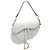 Sac Saddle en cuir de veau grainé blanc Dior