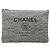 Clutch Chanel Gray Large Tweed Deauville O Case Marrone