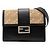 Bolso bandolera Fendi Black Calfskin and Canvas FF 1974 Flat Baguette Negro