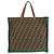 FENDI Zucca Brown Green Canvas Leather Tote Bag Handbag Marrone Verde - vista 2