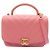 Borsa a mano e a tracolla 2-Way Chanel Chevron V-stitch Top Handle Rosa