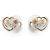 NUOVI ORECCHINI CHANEL DOUBLE HEART CC LOGO STRASS ABB666 D'oro - vista 3