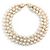 COLLAR VINTAGE CHANEL 1994 CON 3 HILAS DE PERLAS Y CIERRE LOGO CC Crudo
