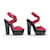 CHAUSSURES YVES SAINT LAURENT 286918 38 SANDALES A TALONS CUIR ROUGE SHOES  - vue 3