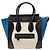 Céline NUOVO CELINE LUGGAGE MICRO PELLE NERA E TELA AZZURRO BEIGE HAND BAG