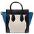 Céline NUOVO CELINE LUGGAGE MICRO PELLE NERA E TELA AZZURRO BEIGE HAND BAG - vista 2