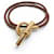 Hermès HERMES GLENAN DOUBLE WRAP GOLD-TONE METAL AND LEATHER BANGLE NECKLACE Brown  - view 1