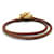 Hermès HERMES GLENAN DOUBLE WRAP GOLD-TONE METAL AND LEATHER BANGLE NECKLACE Brown  - view 3