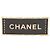 NEUE CHANEL LOGO PLAQUE BROCHE LEDER GOLDENES METALL Schwarz