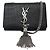BORSA SAINT LAURENT KATE TASSEL 354120 PELLE NERA TRACCOLLA HAND BAG Nero
