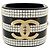 NUOVO BRACCIALE CHANEL MANCHETTA LOGO CC STRASS 15.5CM RESINA NERA BANGLE Nero
