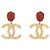 NUOVI ORECCHINI PENDENTI CHANEL LOGO CC PIETRA ROSSA ORO D'oro