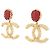 NUOVI ORECCHINI PENDENTI CHANEL LOGO CC PIETRA ROSSA ORO D'oro - vista 3