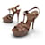 CHAUSSURES YVES SAINT LAURENT TRIBUTE 267369 SANDALES 38 CUIR MARRON SHOES  - vue 1