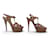 CHAUSSURES YVES SAINT LAURENT TRIBUTE 267369 SANDALES 38 CUIR MARRON SHOES  - vue 3