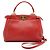 Fendi Mini borsa Peekaboo in pelle nappa rossa con tracolla Rosso