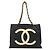 Borsa Tote Chanel Coco Mark Chain Nero Bianco - vista 2