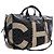 Borsa Bowling Chanel Black Large Coated Canvas Camellia Maxi Logo Nero - vista 3