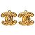 Orecchini a clip Chanel Gold CC placcati oro trapuntati D'oro