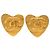 Orecchini Chanel Gold CC placcati in oro a forma di cuore Clip On D'oro