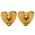Orecchini Chanel Gold CC placcati in oro a forma di cuore Clip On D'oro - vista 2