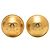 Orecchini Chanel Gold CC placcati oro rotondi con clip D'oro