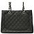 Sac cabas Chanel en cuir de veau grainé noir - vue 6