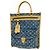 Borsa Tote Piatta Louis Vuitton Monogram Denim Blu