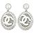 Orecchini a lobo in cristallo Chanel ABE874 Argento Bianco