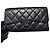 CHANEL Portefeuille Large Flap en agneau matelassé Noir
