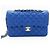 Timeless Borsa a patta classica media Chanel in agnello trapuntato blu - vista 3