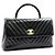 Chanel Chevron Coco Handle Gold Große Tote Schultertasche Schwarz - Ansicht 3